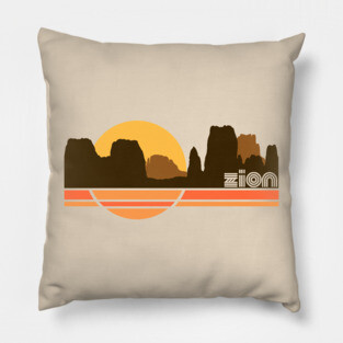 Zion National Park Retro 70s Tourist Souvenir Pillow