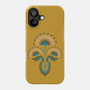 MIMOSA Art Deco Floral in Bold Black Turquoise Light Pink - UnBlink Studio by Jackie Tahara Phone Case