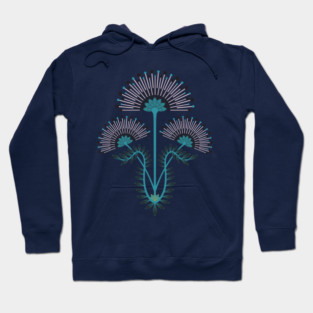MIMOSA Art Deco Floral in Bold Black Turquoise Light Pink - UnBlink Studio by Jackie Tahara Hoodie