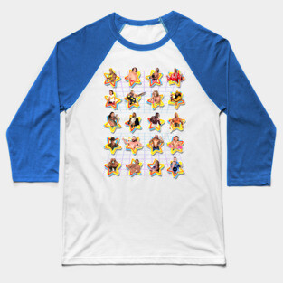 Retro Pro Wrestling Stars Baseball T-Shirt