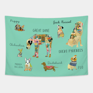 Dogs Collage Tapestry