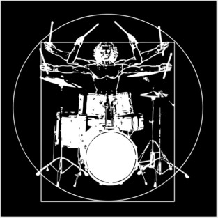 Drummer Vitruvian Man - Drum Player & Drum Set Art Parody Posters and Art