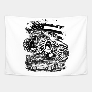 USA FLAG MONSTER TRUCK Tapestry