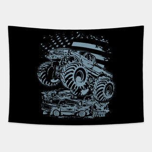 USA MONSTER TRUCK FLAG RIDER Tapestry