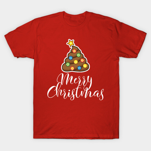 Merry Christmas Poop Emoji Christmas Tree T-Shirt by RobiMerch