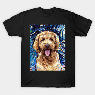 Goldendoodle Night (Portrait) T-Shirt