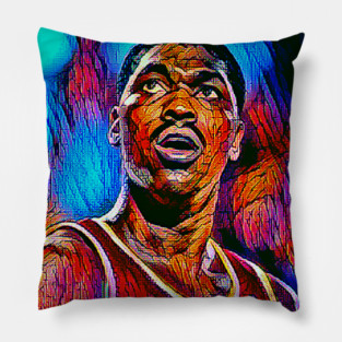Hakeem Olajuwon-  CARTON ART -  Basketball  gifts vintage Retro Rainbow quotes for BOYS AND dad Pillow