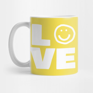 Love Smiley Face Typography Mug