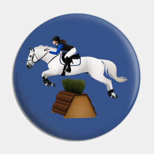 Gray Cross Country Horse - Equine Rampaige Pin