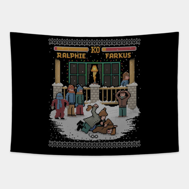 The Christmas Fight Tapestry by kg07_shirts