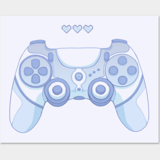 Cute game controller Blue Posters and Art