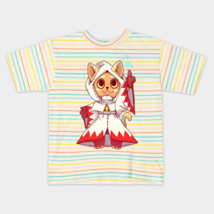 White mage Fantasy Cat Kids T-Shirt