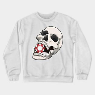 Skull with Poker chip Crewneck Sweatshirt