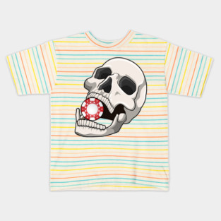 Skull with Poker chip Kids T-Shirt