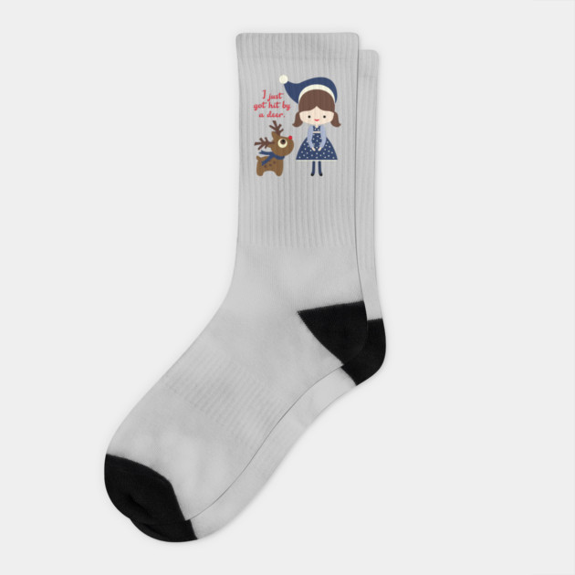 I just got hit by a deer - blue holiday edition Socks by Stars Hollow Mercantile
