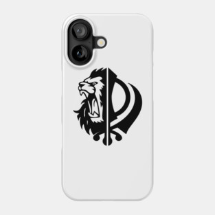 Sikh symbol khanda with Half Lion Face Phone Case