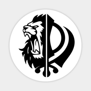 Sikh symbol khanda with Half Lion Face Magnet