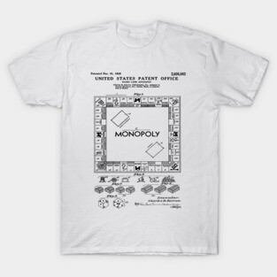 Monopoly Game Patent Black T-Shirt