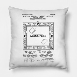 Monopoly Game Patent Black Pillow