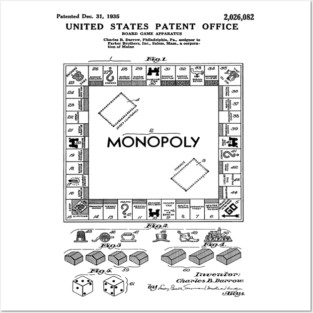 Monopoly Game Patent Black Posters and Art