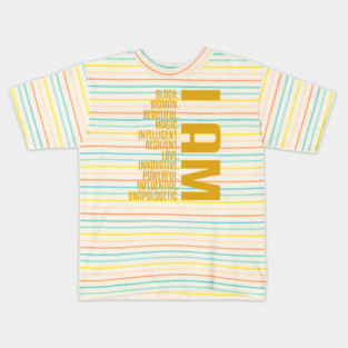 I Am Black, Woman, Beautiful. | African American | Black Lives | Black Women Matter Kids T-Shirt