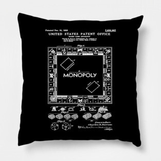 Monopoly Game Patent White Pillow