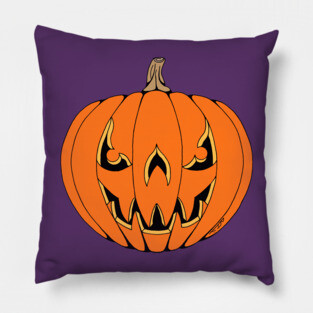 Scary Jack-o'-Lantern Halloween Design Pillow