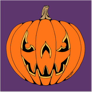 Scary Jack-o'-Lantern Halloween Design Posters and Art