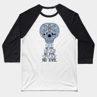 Cute Skulls No Evil Baseball T-Shirt