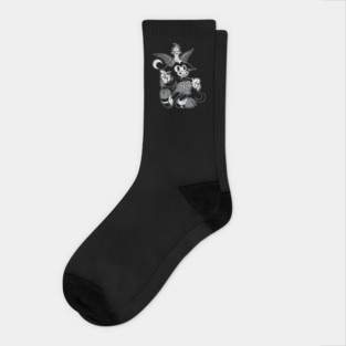 Do Walt Thou Wilt - Cartoon Baphomet - Vintage Distressed - Occult (Dark) Socks