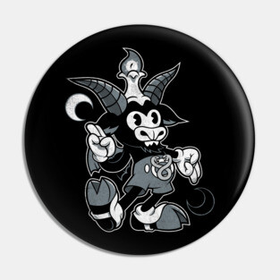 Do Walt Thou Wilt - Cartoon Baphomet - Vintage Distressed - Occult (Dark) Pin