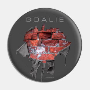 Torn Brick Wall Hockey Goalie - hockey player Pin