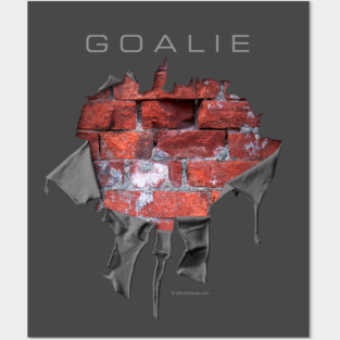 Torn Brick Wall Hockey Goalie - hockey player Posters and Art