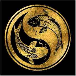 Yin Yang Golden Koi Posters and Art