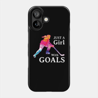 Just a Girl With Goals Hockey Watercolor Phone Case