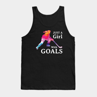 Just a Girl With Goals Hockey Watercolor Tank Top