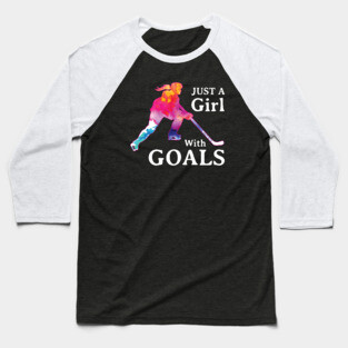 Just a Girl With Goals Hockey Watercolor Baseball T-Shirt