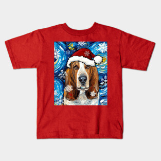Basset Hound Santa Kids T-Shirt