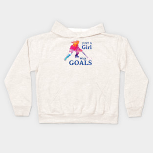 Just a Girl with Goals Hockey Kids Hoodie