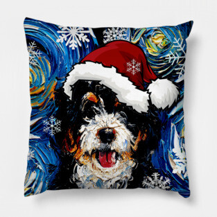Bernedoodle Santa Pillow