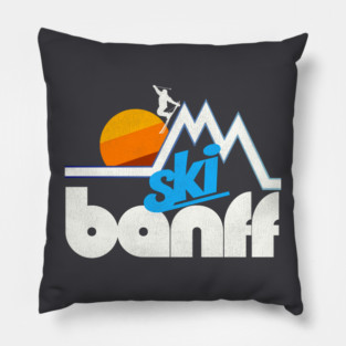 Ski Banff Retro 70s Style National Park Souvenir Pillow