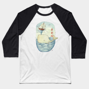 Cute Whale in the Sea Baseball T-Shirt