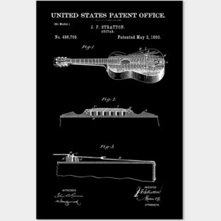 Stratton Acoustic Guitar Patent White Posters and Art