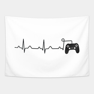 Game Controller Gamer Heartbeat Funny Tapestry