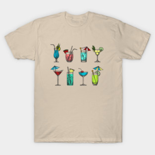 Cocktail Set hand Drawn T-Shirt