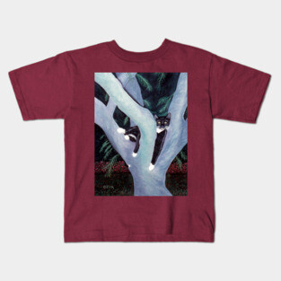 Tuxedo Cat in the Tree Kids T-Shirt