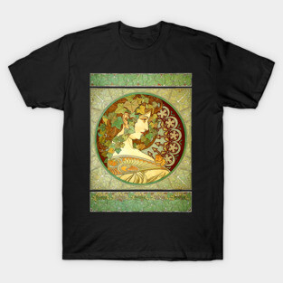 Alphonse Mucha Laurel Vintage Art Nouveau T-Shirt