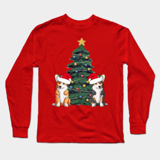 Cute Corgi Christmas Tree Long Sleeve T-Shirt