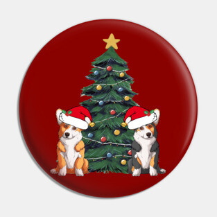 Cute Corgi Christmas Tree Pin