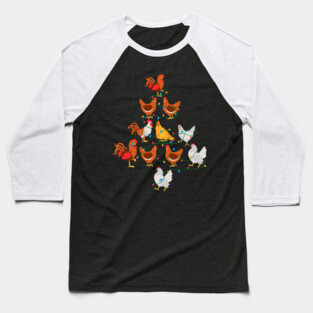 Chicken Christmas Tree Baseball T-Shirt